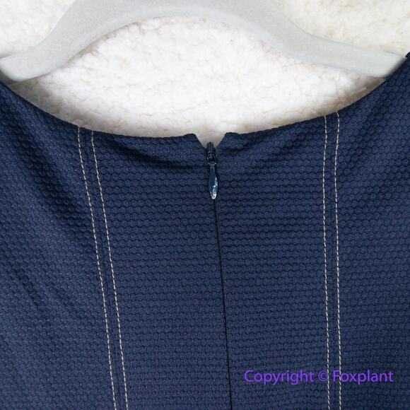 Anthropologie Hutch Pleat Fit & Flare long sleeves‎ Dress Navy Blue, size L - Picture 12 of 16